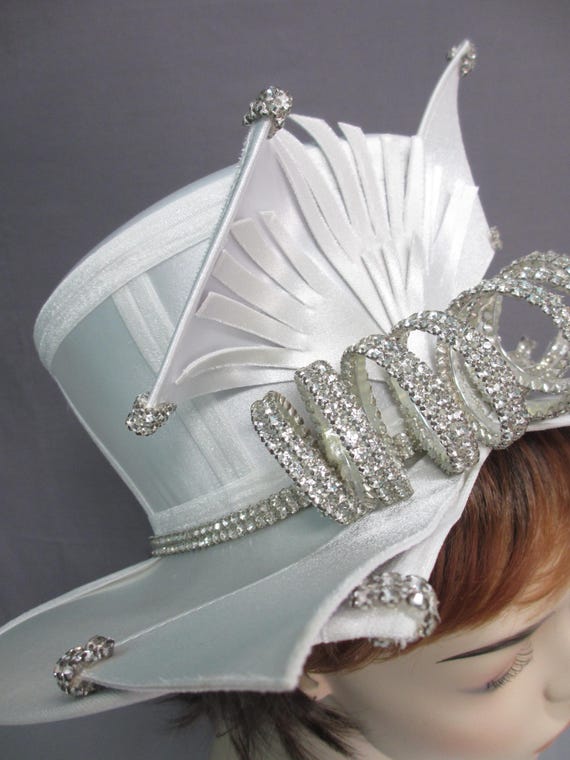 DVC Exclusive Rhinestone Statement Hat Silver Sat… - image 5