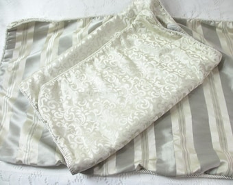 Waterford Leinen-Kissenbezug 2er-Set Sage Green Gold Damast Jacquard Luxusbettwäsche mit Reißverschluss