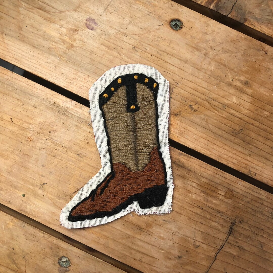 Hand Embroidered Cowboy Boot Patch - Etsy Canada
