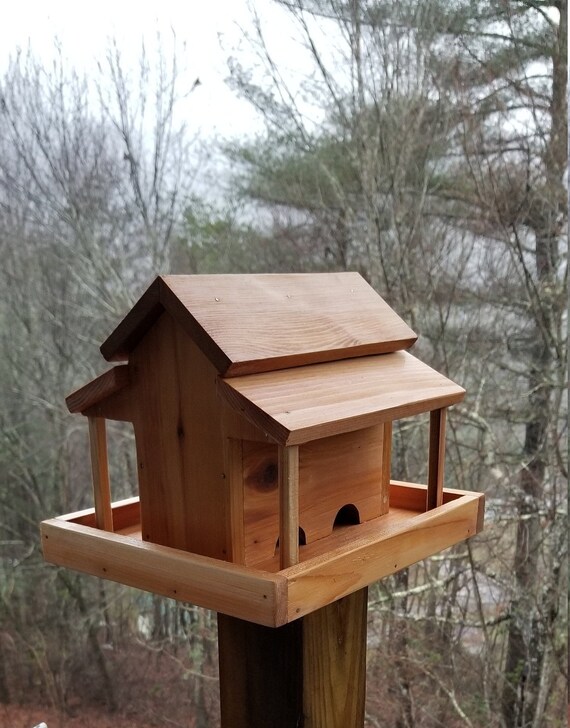 Small Old Barn Bird Feeder Solid Cedar Wood Handcrafted In Usa Etsy