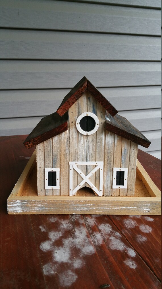 Little Old Barn Bird Feeder Solid Cedar Wood Handcrafted In Etsy