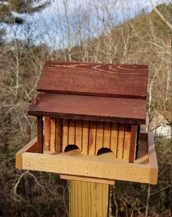 Small Old Red Barn Bird Feeder Solid Cedar Wood Handcrafted In Etsy