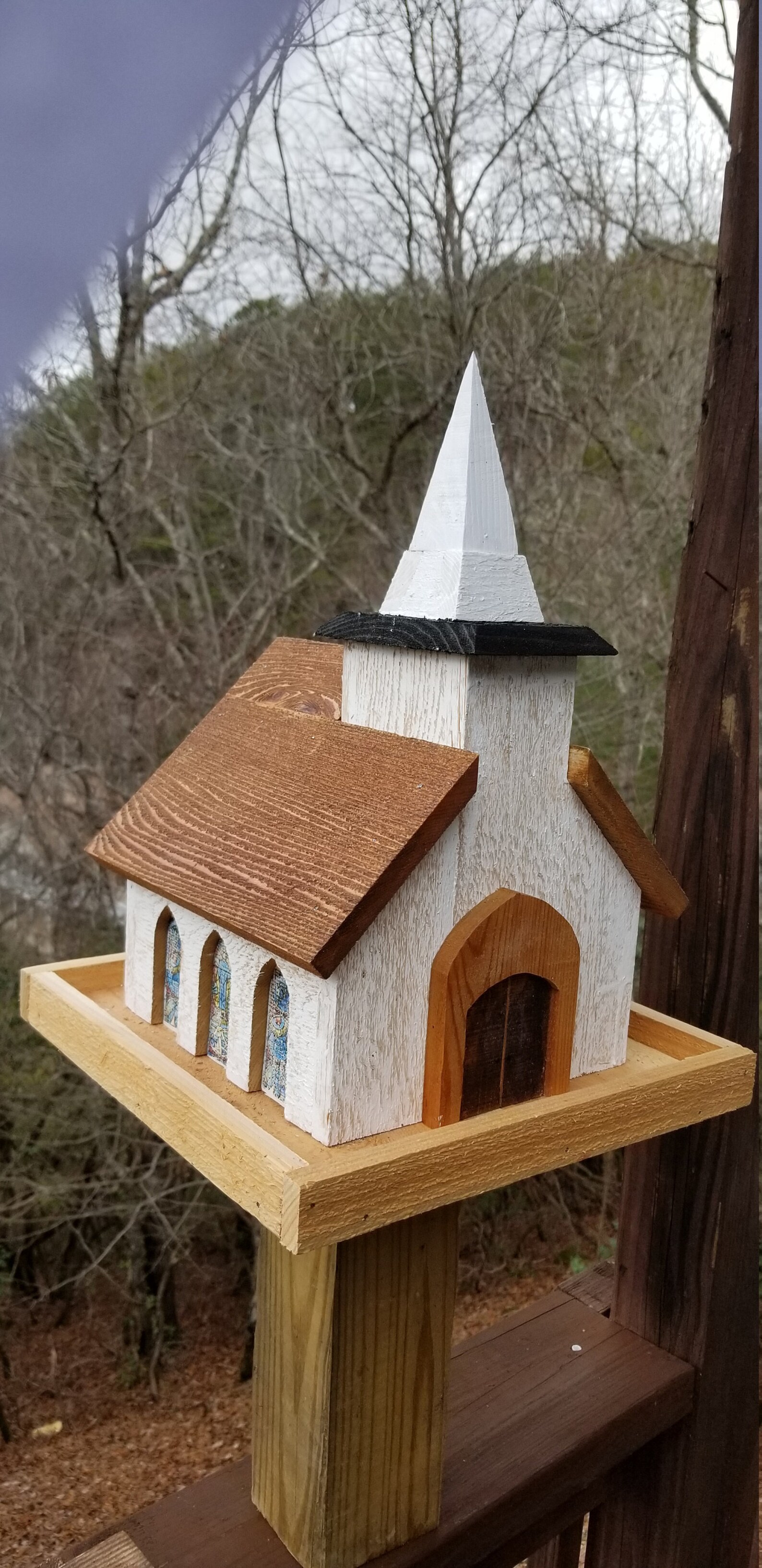 The Old Church Bird Feeder Rustic Primitive Solid Rough Cedar Etsy