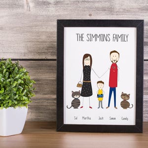 Personalised Canvas Family Portrait Illustration, Custom Family Picture on Canvas, Unique Character Drawing Canvas, Bespoke Family Cartoon image 5