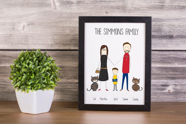 Personalised Family Portrait, Custom Family Picture, Personalised Print, Unique Character drawing, Bespoke Family Cartoon, Christmas Gift image 8