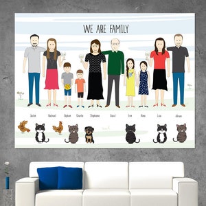 Personalised Family Portrait, Custom Family Picture, Personalised Print, Unique Character drawing, Bespoke Family Cartoon, Christmas Gift image 5