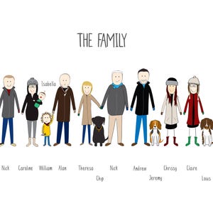 Personalised Family Portrait, Custom Family Picture, Personalised Print, Unique Character drawing, Bespoke Family Cartoon, Christmas Gift image 4