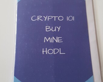 Crypto 101 tarjetas de felicitación en blanco con un giro Crypto