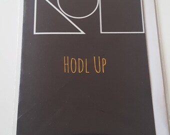 HODL UP Tarjetas de felicitación en blanco con un giro Crypto