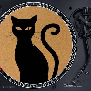 12" Cork Slipmat - Black Cat  Turntable Slipmat