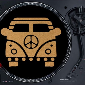 12" Cork Slipmat - Hippie Bus - Turntable Slipmat