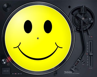 12" Felt Turntable Slipmat - Smiley Face - Happy Face - Record Player Slipmat