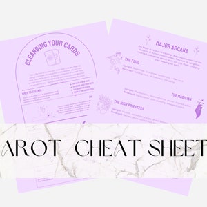 Tarot Cheat Sheet, Printable Grimoire Page- Purple