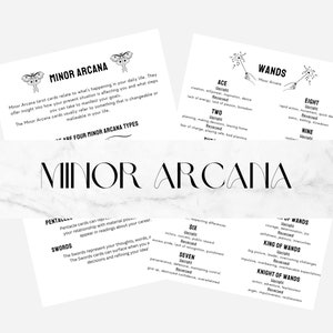 Minor Arcana Meanings Printable Page, Tarot Cheat Sheet