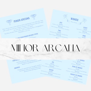 Minor Arcana Meanings Printable Page, Tarot Cheat Sheet- Blue