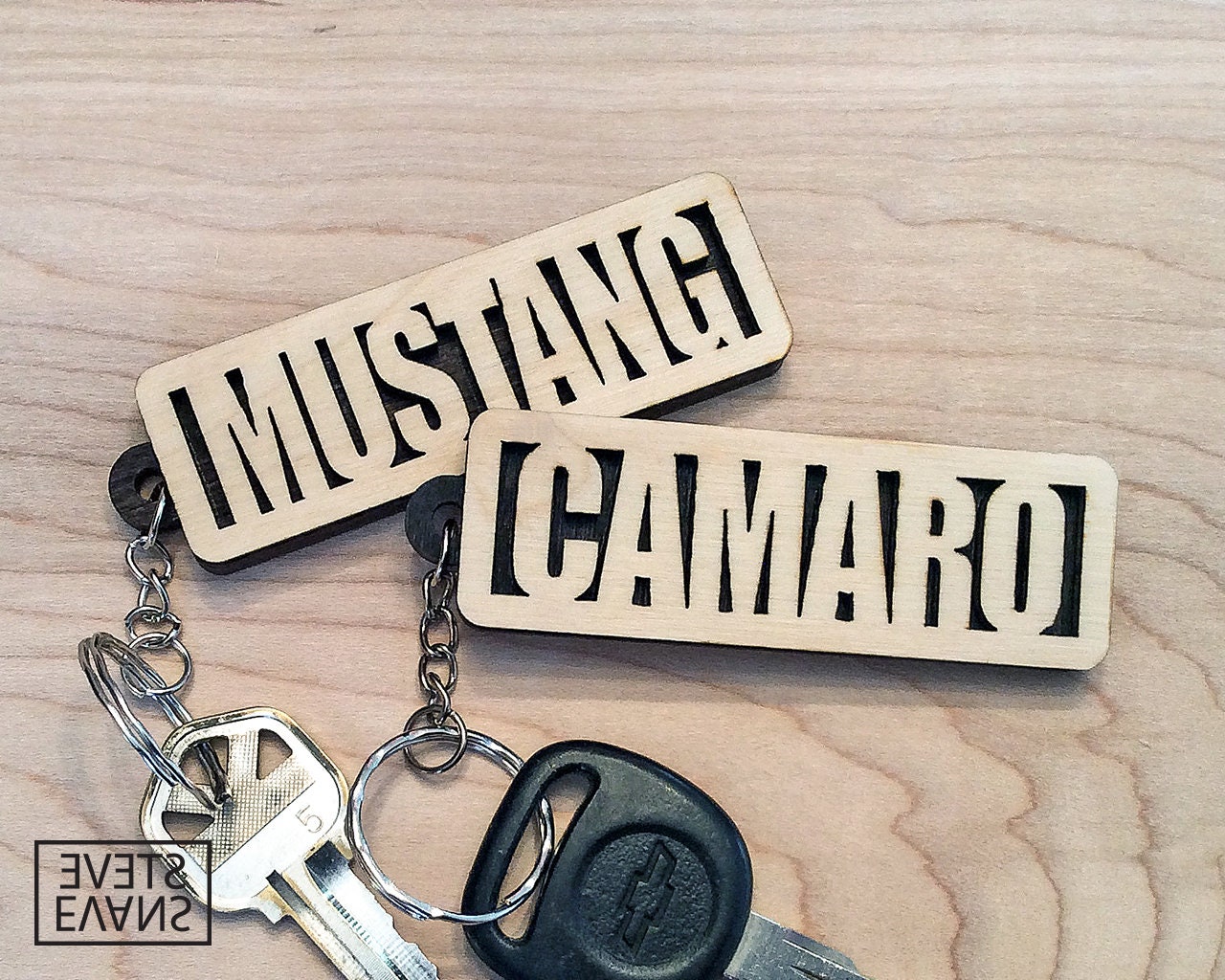 Automotive Car Truck Theme Custom Laser Cut Wood Keychain Key Etsy