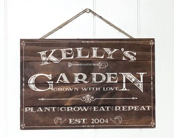 Wood garden sign | Etsy