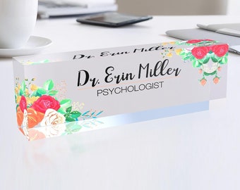 Acrylic Name Plate for Desk, Custom Name Plate, Professional Gift, Graduation, New Job, Promotion 2.5 x 8 inch