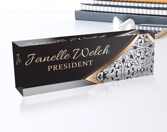 Personalized Acrylic Desk Name Plate: 3D Office Decor Gift