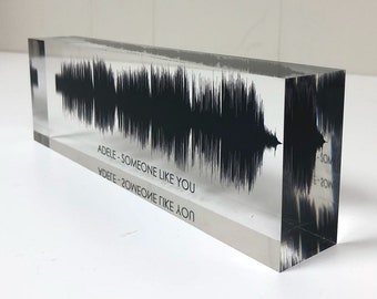 Prints Etsy - sound wave art custom sound wave print 3d soundwave gift personal voice wave sound clip on premium clear acrylic glass block