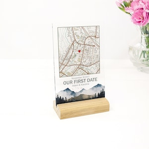 Personalized Acrylic Map Plaque, Anniversary Gift, Couple Keepsake