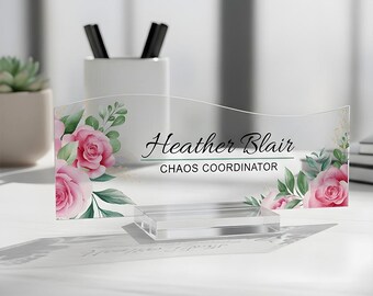 Custom Acrylic Office Name Plate, Personalized Desk Decor