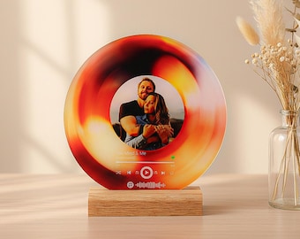 Personalized Photo Music Plaque, Custom Song Acrylic Record, Anniversary Gift