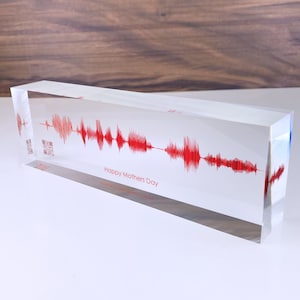 Mothers Day Sound Wave Art  - Custom Soundwave of your Personal Voice or Song Printed on Acrylic Glass Block
