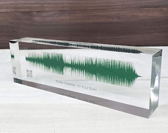 Soundwave Art Green | Unique Personalized Customized Gifts | Any Recording Or Song On Acrylic Block | Romantic Gifts for Her | Wedding Gift