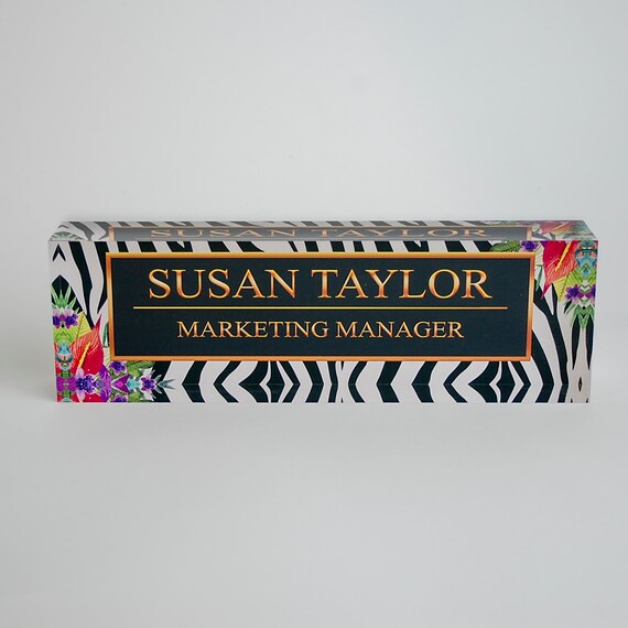 Personalized Desk Name Plate Name Title On Zebra And Etsy