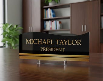 Custom Desk Name Plate, New Job Gift, Personalized Desk Plaque, Office Name Sign, Custom Office Decor,Job Title,Company Logo,Charming Script