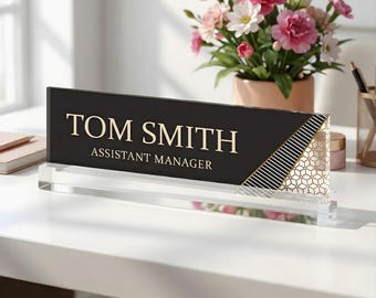 Acrylic Block Personalized Desk Name Plate, Office Decor, Teacher, Phd Gift, Personalized Gift, Name Sign