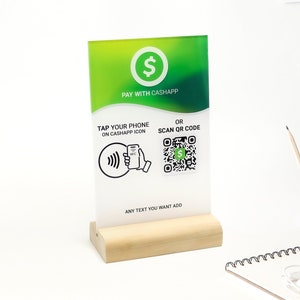 NFC QR Code Review Sign: Acrylic Business Display Plaque