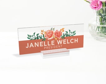 Personalized Acrylic Desk Name Plate: Modern Office Decor