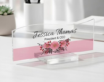 Personalized Acrylic Name Plate Desk Sign Plaque Customized Gift for Teacher Co-workers