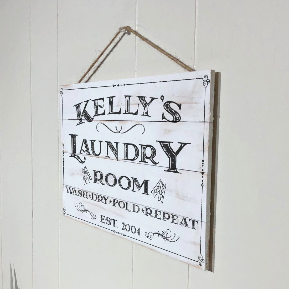 Personalized Laundry Room Decor Sign, Custom Rustic Wood Laundry Sign