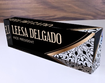 Personalized Desk Name Plate For Office Desk Printed On Acrylic Glass Cute Work Promotion Christmas Customized Gifts Office Decor