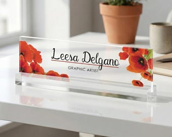 Personalized Acrylic Desk Nameplate | Name and Job Title | Desk Decor | Modern