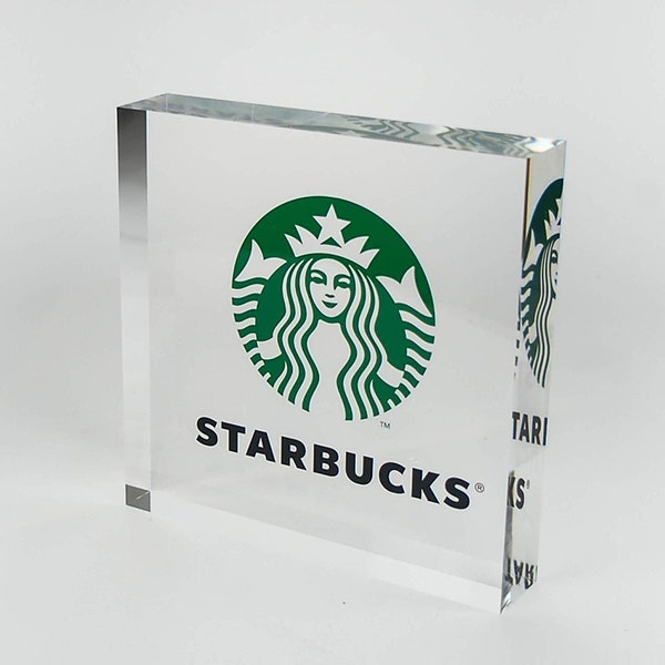 Personalized Business Company Logo Desk Display Printed on Premium Clear Acrylic Glass Block Office Decor Trade Show  Unique Office Decor