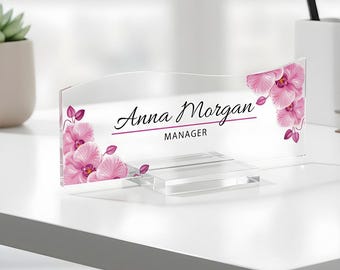 Personalized Acrylic Desk Name Plate: Solid Acrylic Base, Office Decor