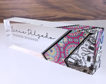 Personalized Acrylic Desk Name Plate, Custom Office Decor