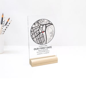 Cadeau personnalisé carte acrylique notre premier rendez-vous, maison avec support en verre pour mère, femme, petite amie, mari, petit ami, Noël
