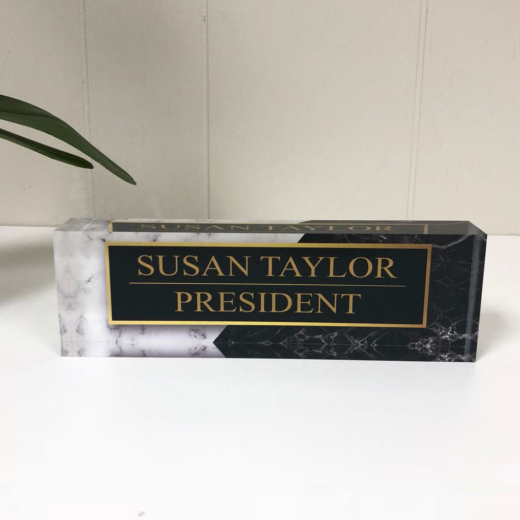 Personalized Desk Name Plate Custom Name On Marble Design