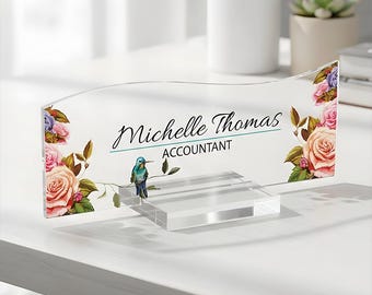 Personalized Clear Acrylic Thick 8x3" - Desk Name Plate Block - Gift for Teacher Co-workers