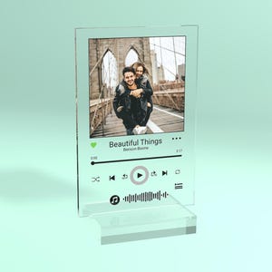 Personalised Music Plaque - Acrylic Plaque Song Code Last Minute Gift Couple Photo Gift Best Friend Gift Song Plaque