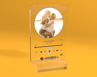 Personalized Song Acrylic Plaque: Custom Photo Music Gift