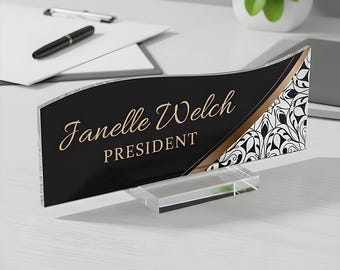 Personalized Acrylic Office Desk Name Plate, Custom 3D Sign, Decor