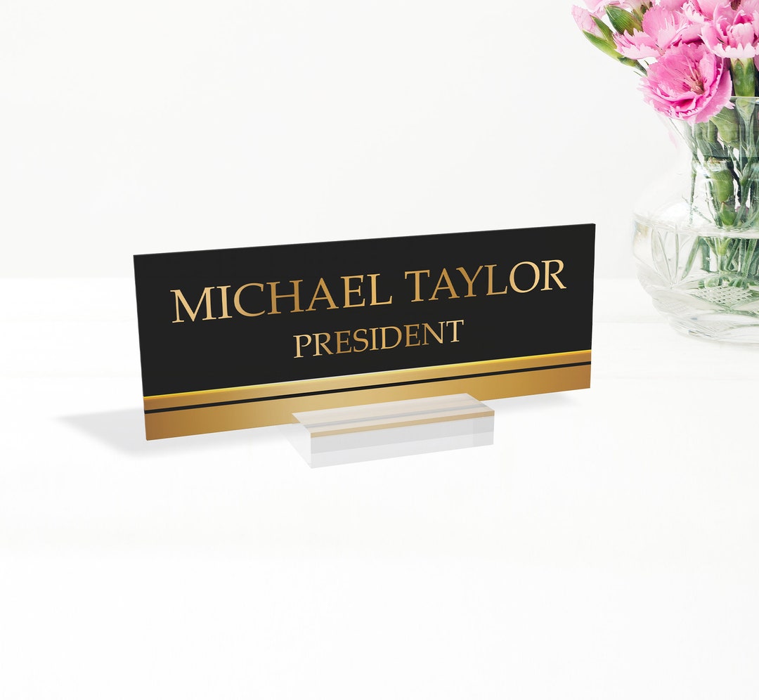Custom Black and Gold, Desk Plaque, Name Plate for Desk, Personalized ...