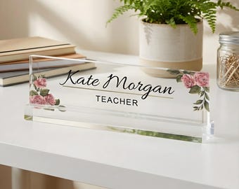 Personalized Name Desk Plate, Custom Desk Plaque, Acrylic Name Plate for Desk, Gifts for Coworker, Christmas Gift for Boss, New Job Gifts