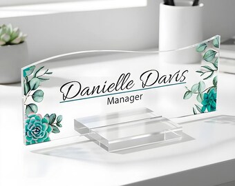 Personalized Acrylic Desk Name Plate – Custom Office Decor, Graduation Gift